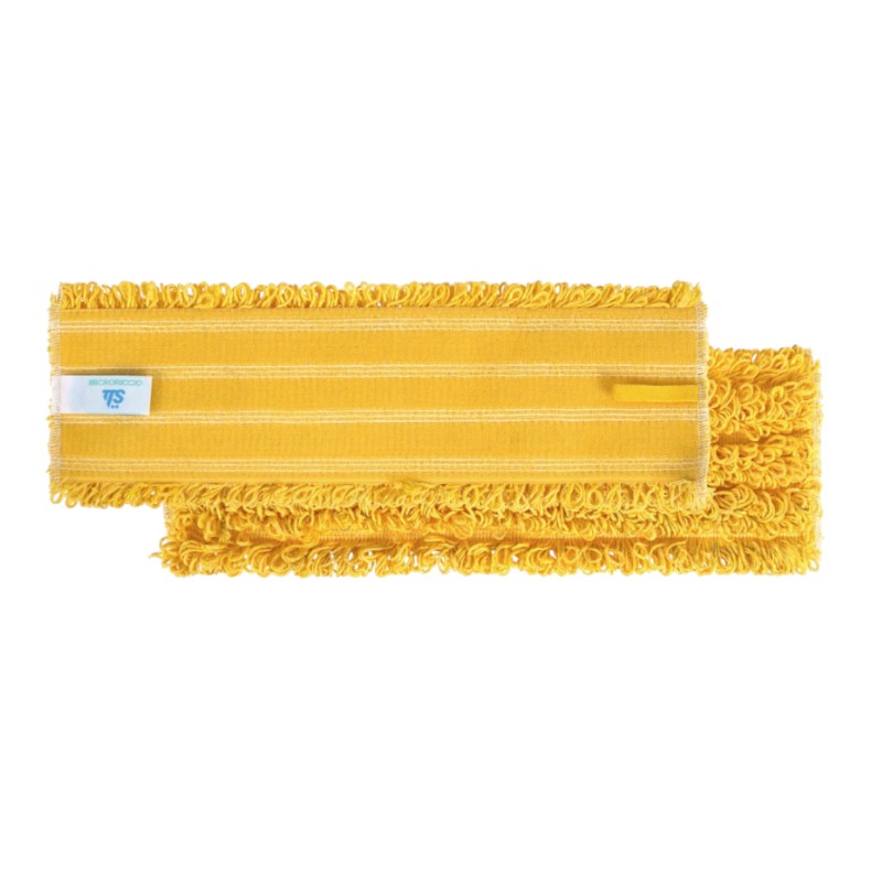 Mop Frange - Klittenbandsysteem - Microriccio - 40 cm - Geel met gele achterkant